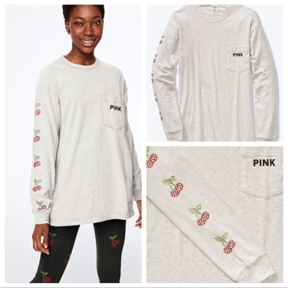 Vs pink long sleeve campus tee bling